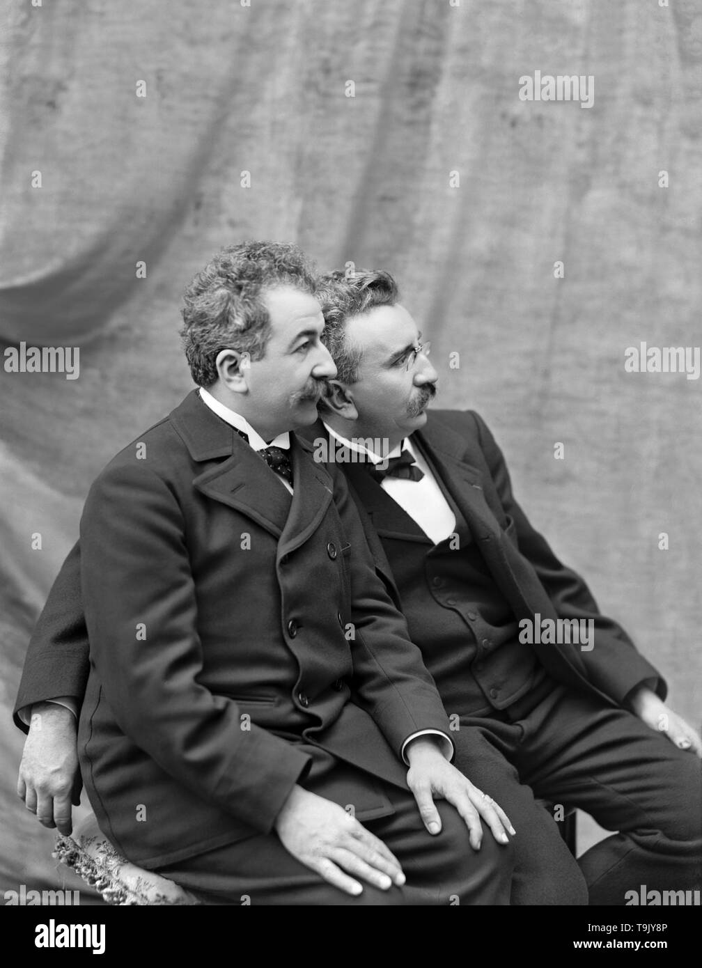 Auguste und Louis Lumière. Museum: Institut Lumière. Autor: anonym. Stockfoto
