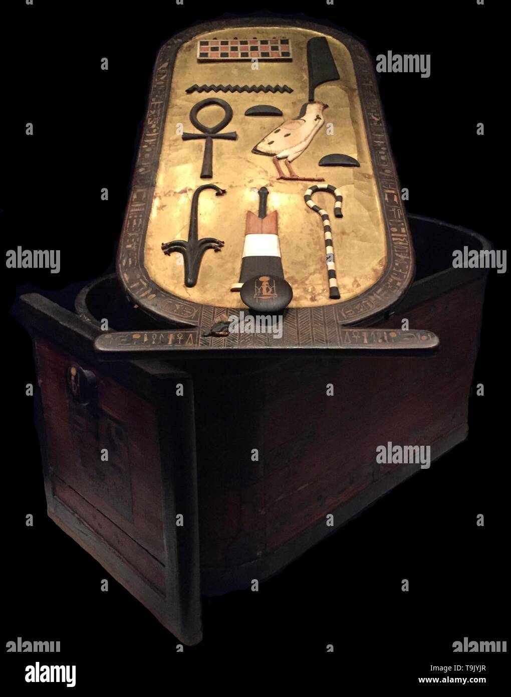 Kartusche geformten Box aus dem Grab Tutanchamun. Museum: Ägyptisches Museum, Kairo. Thema: Das alte Ägypten. Stockfoto