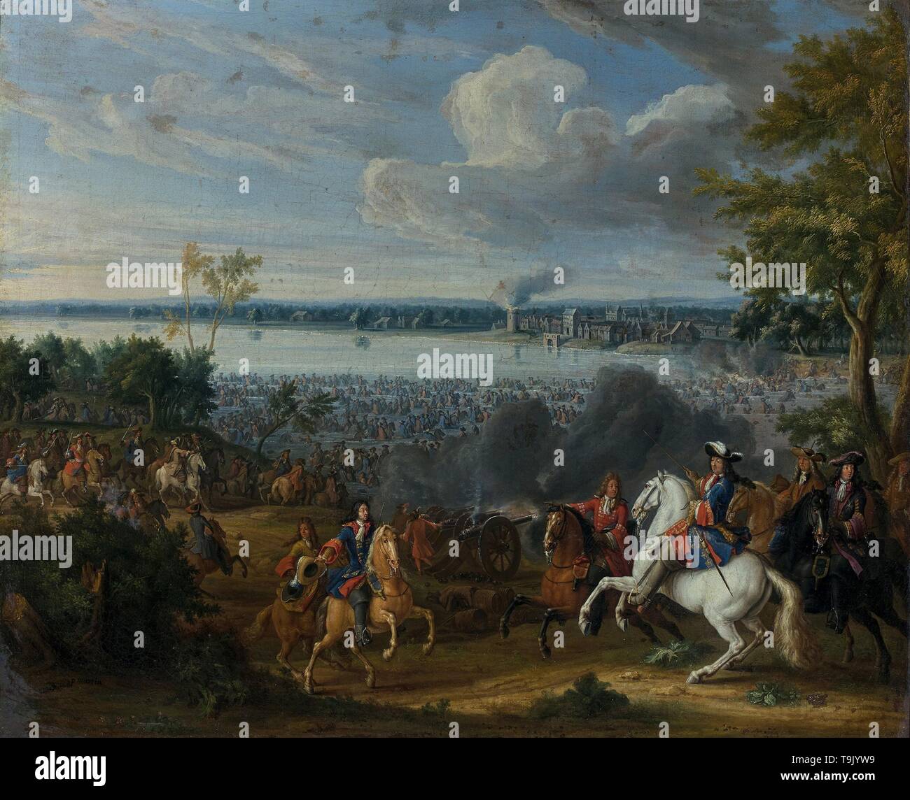 Die Überquerung des Rheins am Pegel Lobith, 12. Juni 1672. Museum: private Sammlung. Autor: Pierre-Denis Martin II. Stockfoto