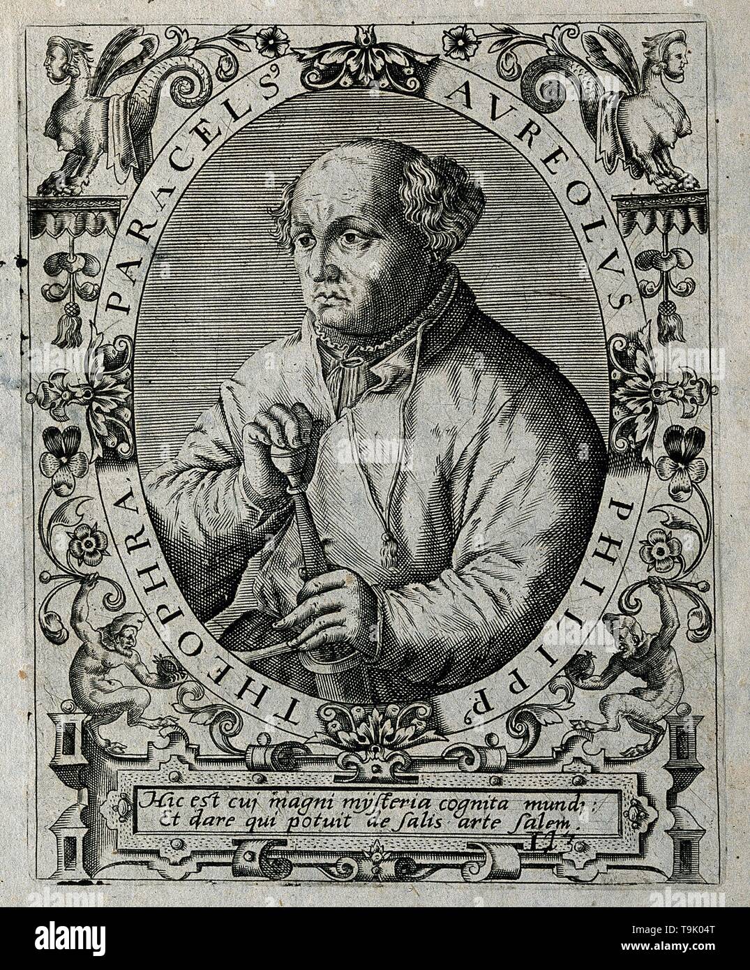 Philippus Aureolus Theophrastus Bombastus von Hohenheim (Paracelsus). Museum: private Sammlung. Autor: THEODOR DE BRY. Stockfoto