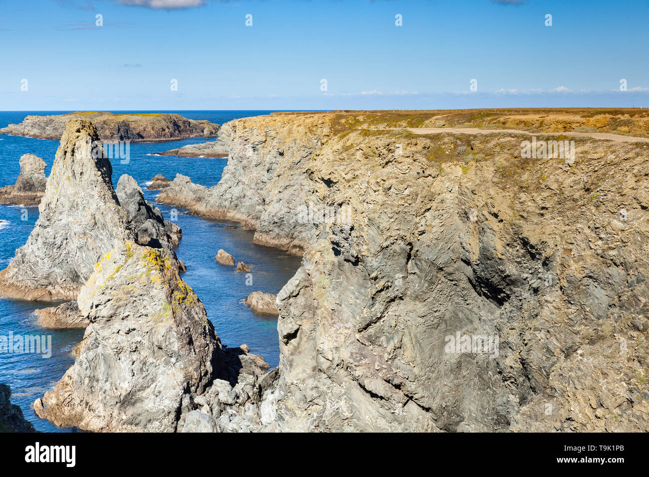 Die berühmten Orte der Insel Belle Ile en Mer, Nadeln von Port-Coton und die Klippen Stockfoto