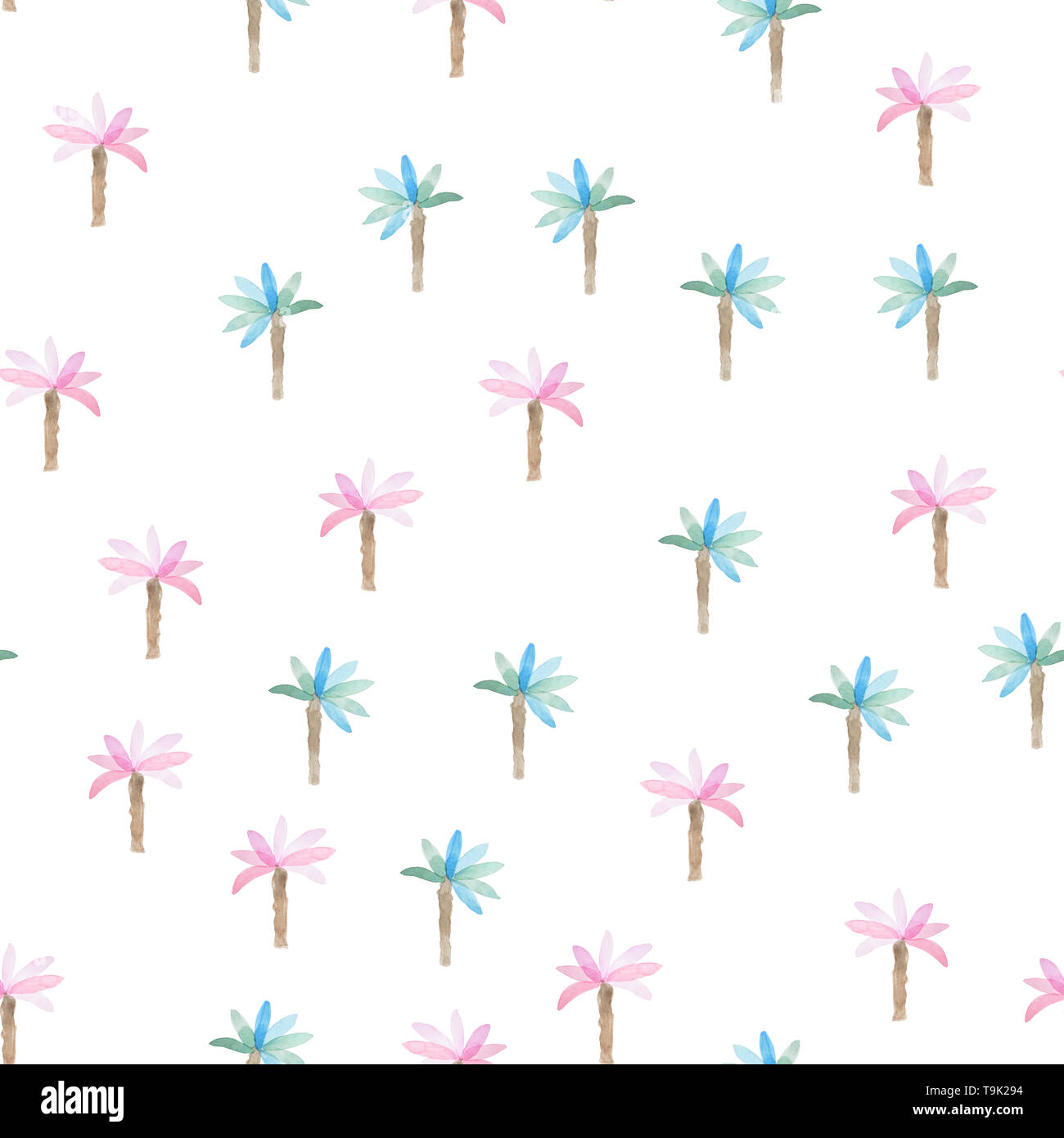 Waterclolr nahtlose Muster mit Palmen. Strand style Hand gezeichnet. Stockfoto