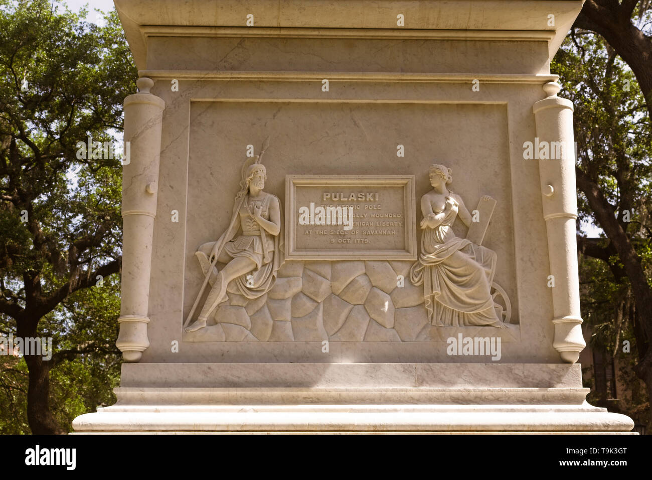 Pulaski Statue Plakette Stockfoto