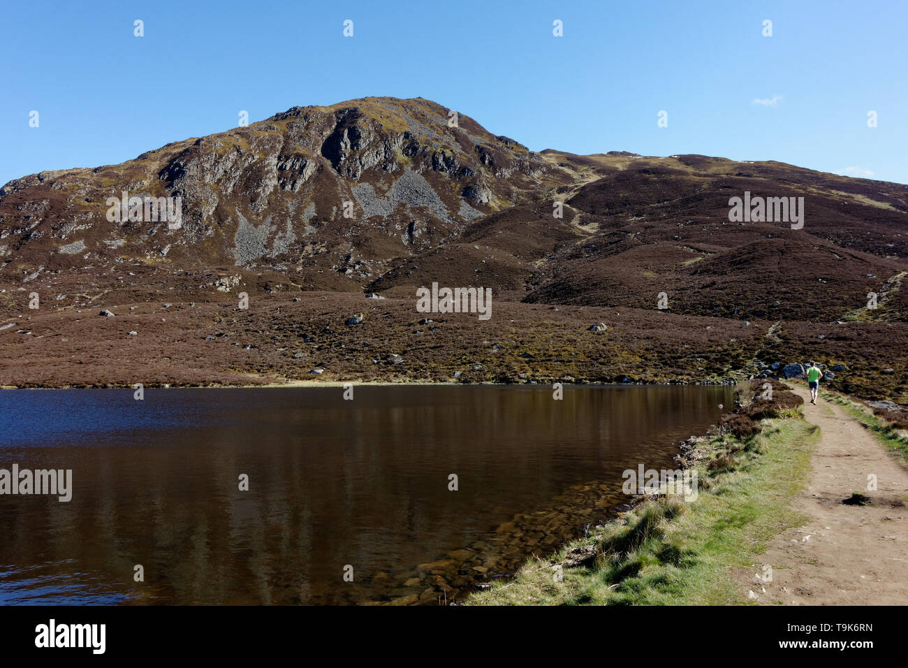 Ben Vrackie, in der Nähe von Pitlochry, Perthshire, Schottland. Der Weg neben dem Loch ein' Choire Stockfoto