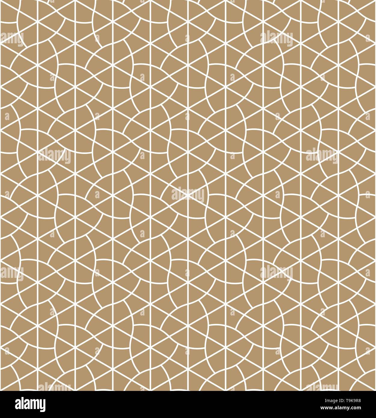 Nahtlose geometrischen Muster von japanischen Kumiko ornament inspiriert.. Gold Hintergrundfarbe. Weißes Muster layer. Die durchschnittliche Dicke Linie Variante. Stock Vektor