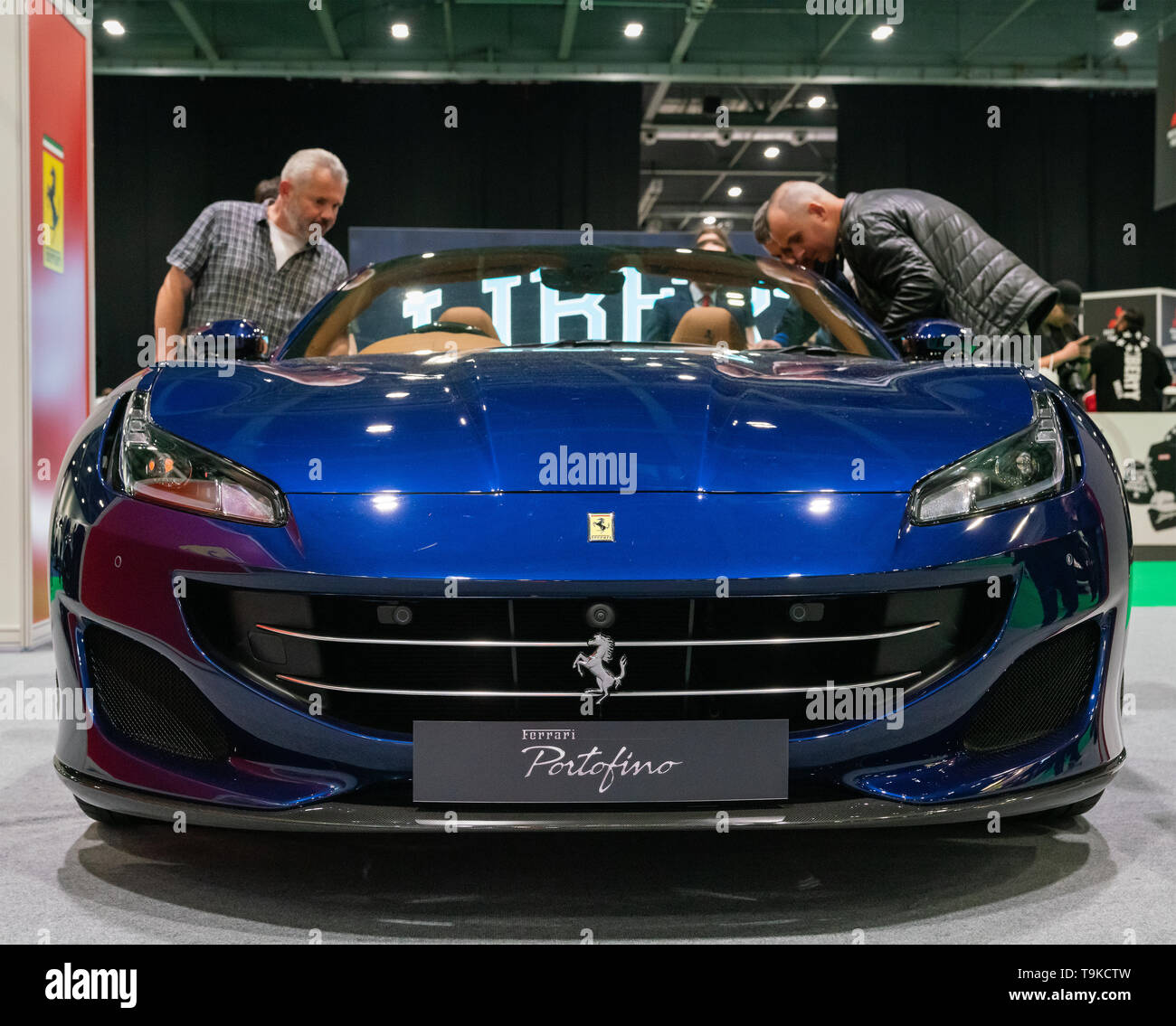 18. Mai 2019. London, Großbritannien. Blau italienische Grand Touring Car, Ferrrai Portafino auf der London Motor Show 2019. Stockfoto