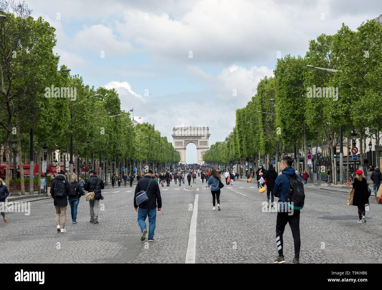 Champs Elysees Avenue geschlossen Auto Verkehr - Paris Stockfoto