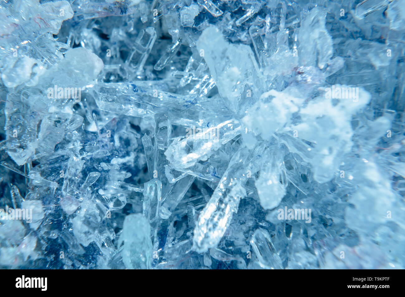 Kristalle hautnah. crystal Textur. Gefrorenes Wasser. Stockfoto