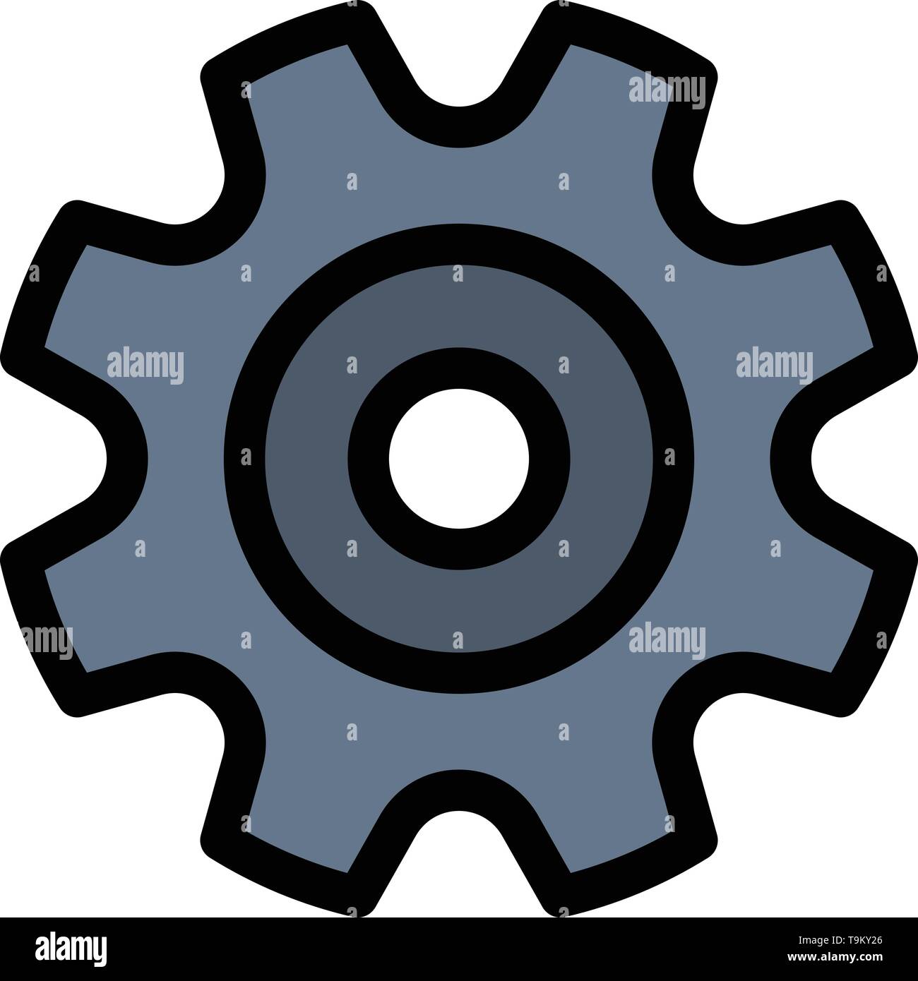 Zahnräder, Zahnrad, Einstellung, Rad flach Farbe Symbol. Vektor icon ...