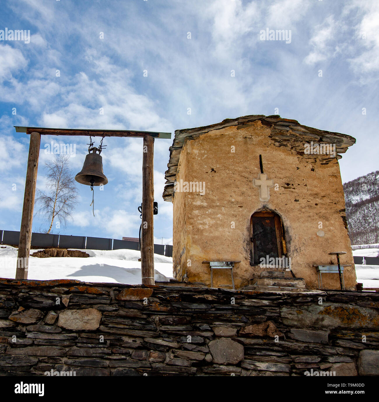 Kirche in Ushguli, Svaneti, Georgia Stockfoto