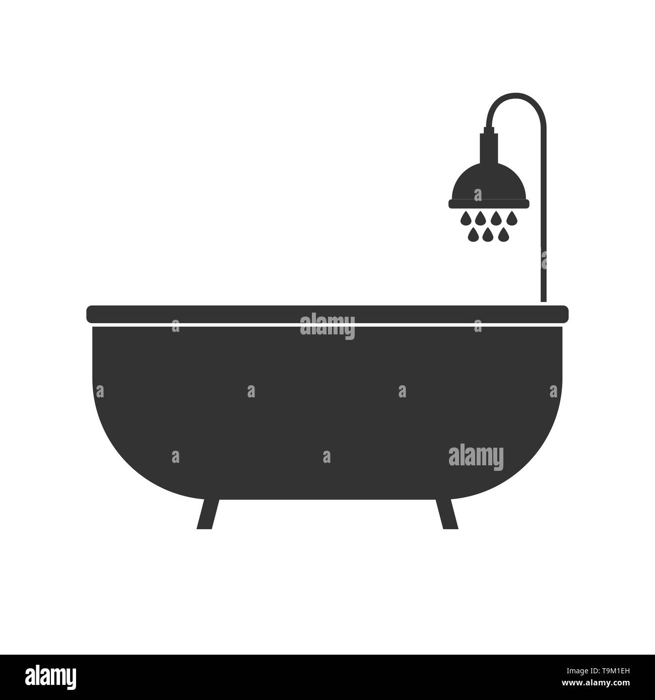 Badewanne, Badezimmer, Dusche. Vector Illustration, flache Bauform. Stock Vektor