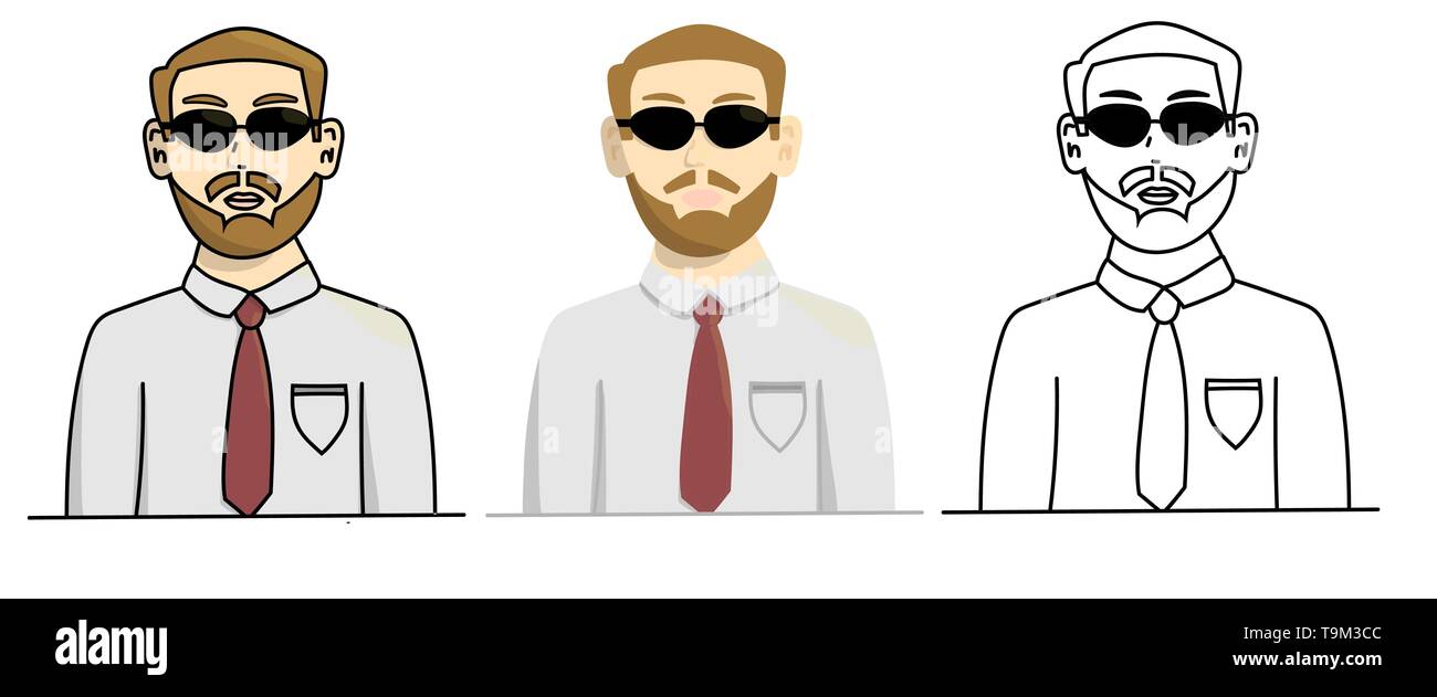 Satz von berded Mann in anderen Stil. Isolierte Vector Illustration Stock Vektor