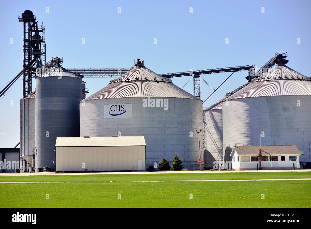 Maple Park, Illinois, USA. Einem modernen landwirtschaftlichen Genossenschaft im Nordosten Illinois Gemeinschaft von Maple Park. Ilinois, im Herzen der Agricultura Stockfoto