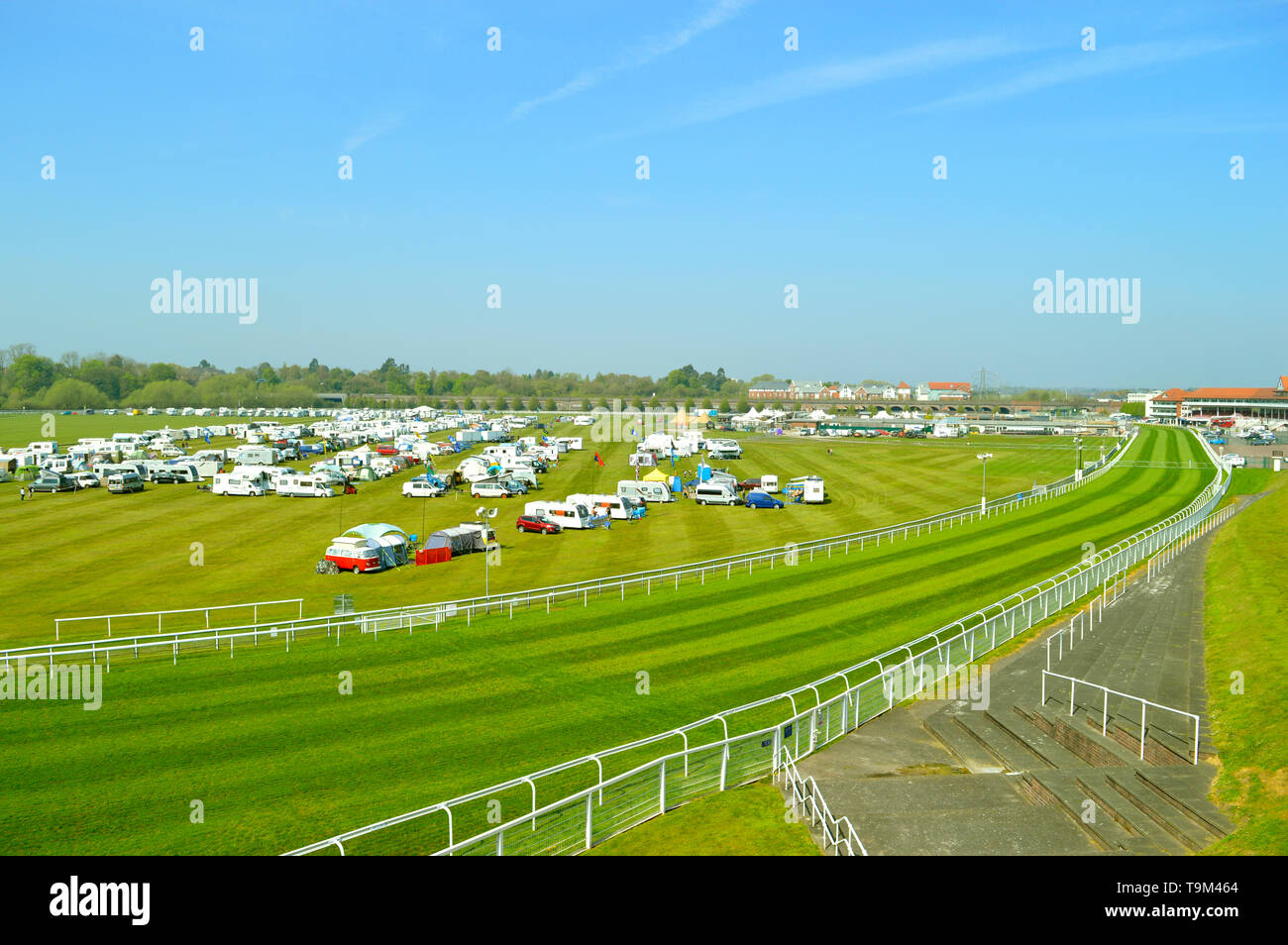 Camping in Chester die älteste Pferderennbahn in England Stockfoto