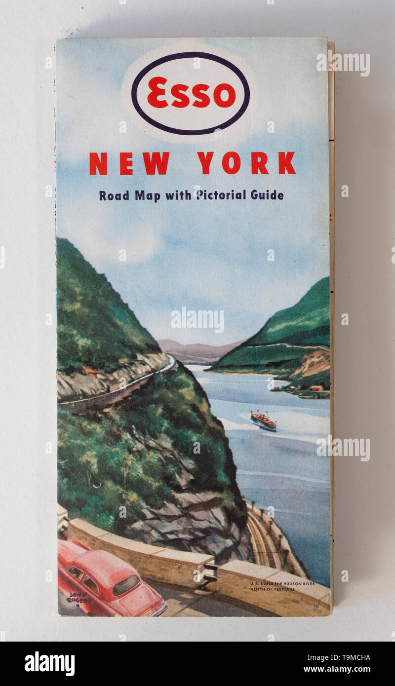 Alte Vintage Road Map Stockfotografie Alamy