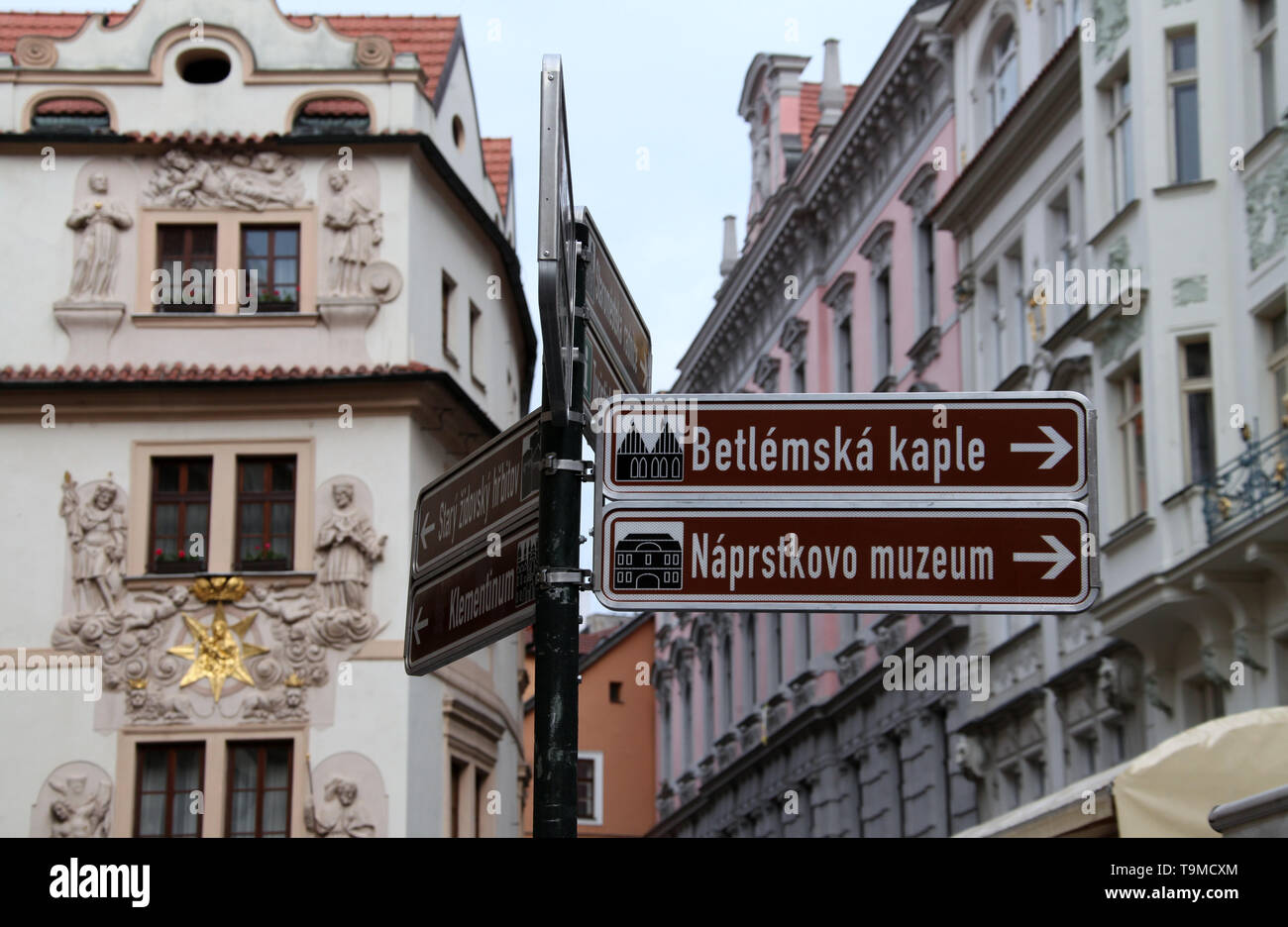 Touristische Informationen Zeichen in Prag Stockfoto