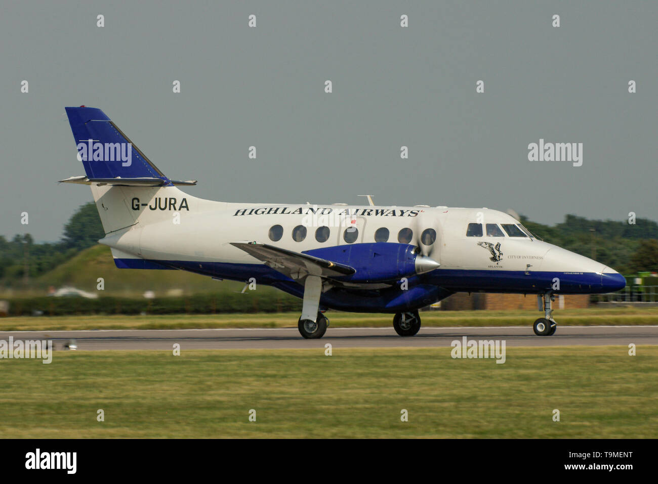 Highland Airways British Aerospace Jetstream 31 -3112 Turboprop-Flugzeug G-JURA steht für den Start an. Handley Page Jetstream Stockfoto