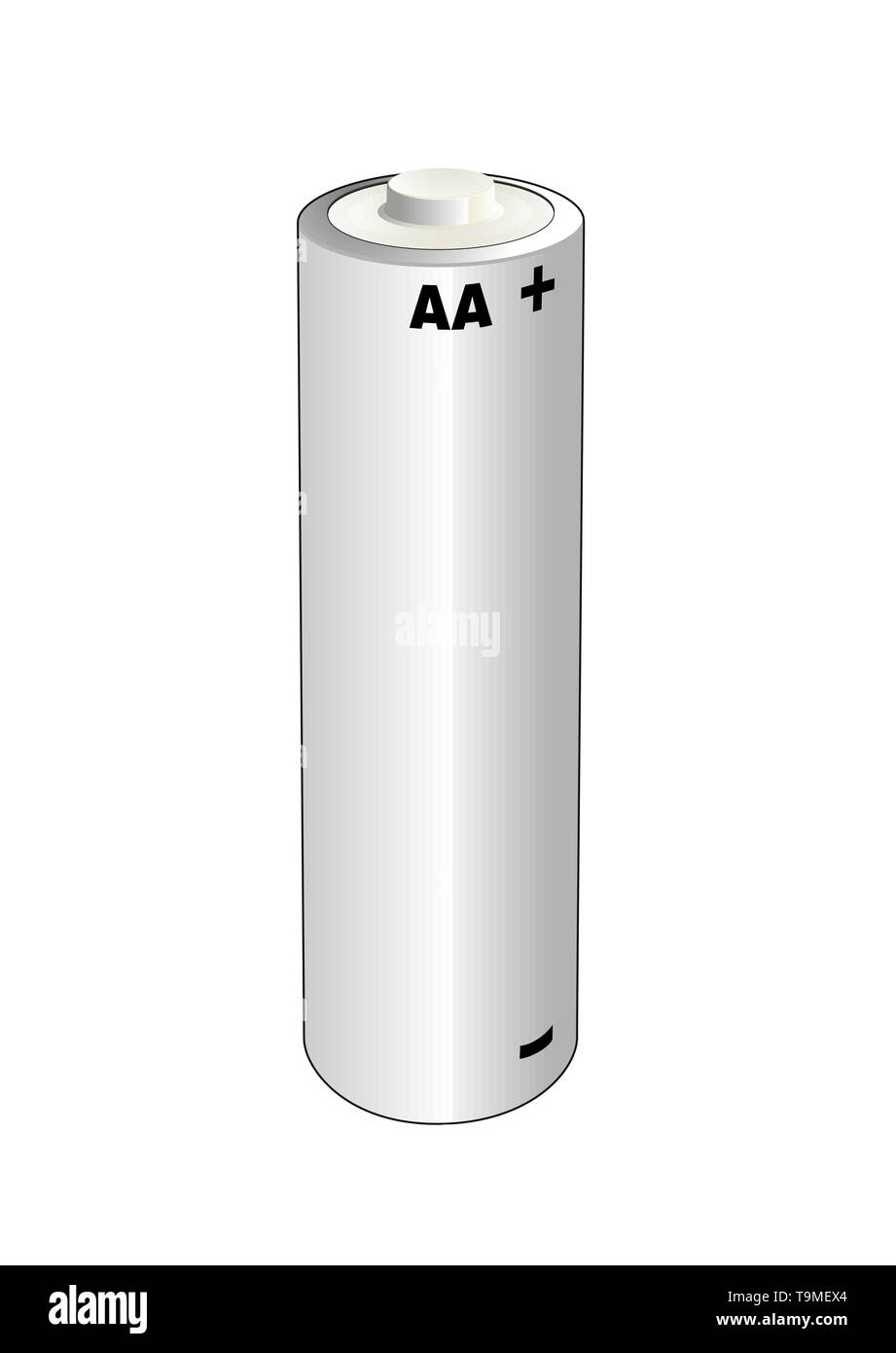 AA-Alkaline oder Lithium Zelle Batterie. Isolierte Vector Illustration. Stock Vektor