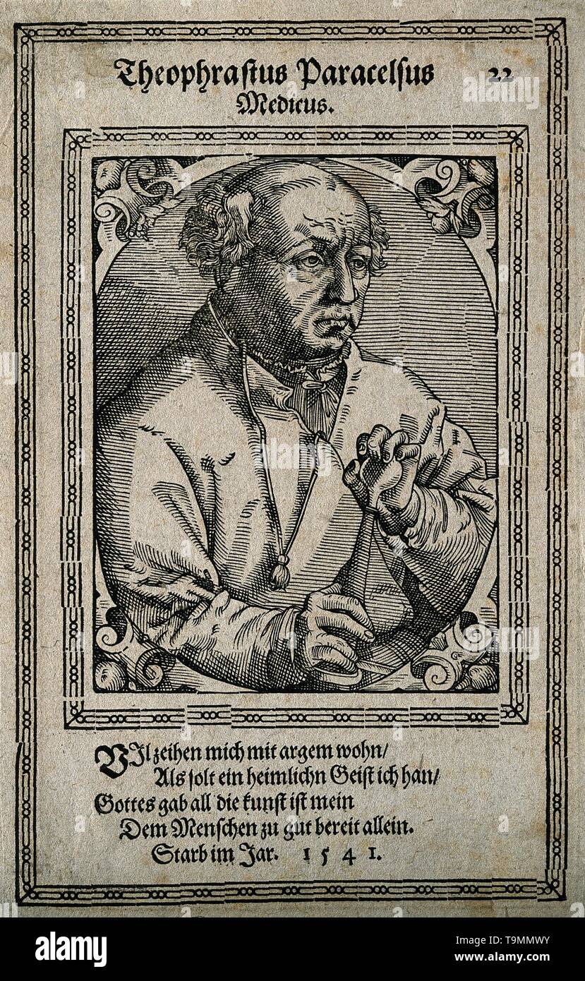 Philippus Aureolus Theophrastus Bombastus von Hohenheim (Paracelsus). Museum: private Sammlung. Autor: TOBIAS STIMMER. Stockfoto