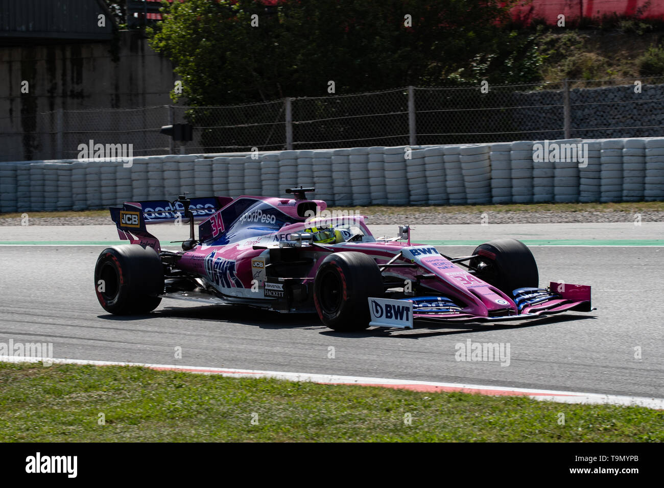 Barcelona, Spanien. 15. Mai, 2019 - Nick Yelloly aus Großbritannien mit 34 SportPesa Racing Point Team am Anschluss während der F 1. Mai Test am Circuit de Catalunya. Stockfoto