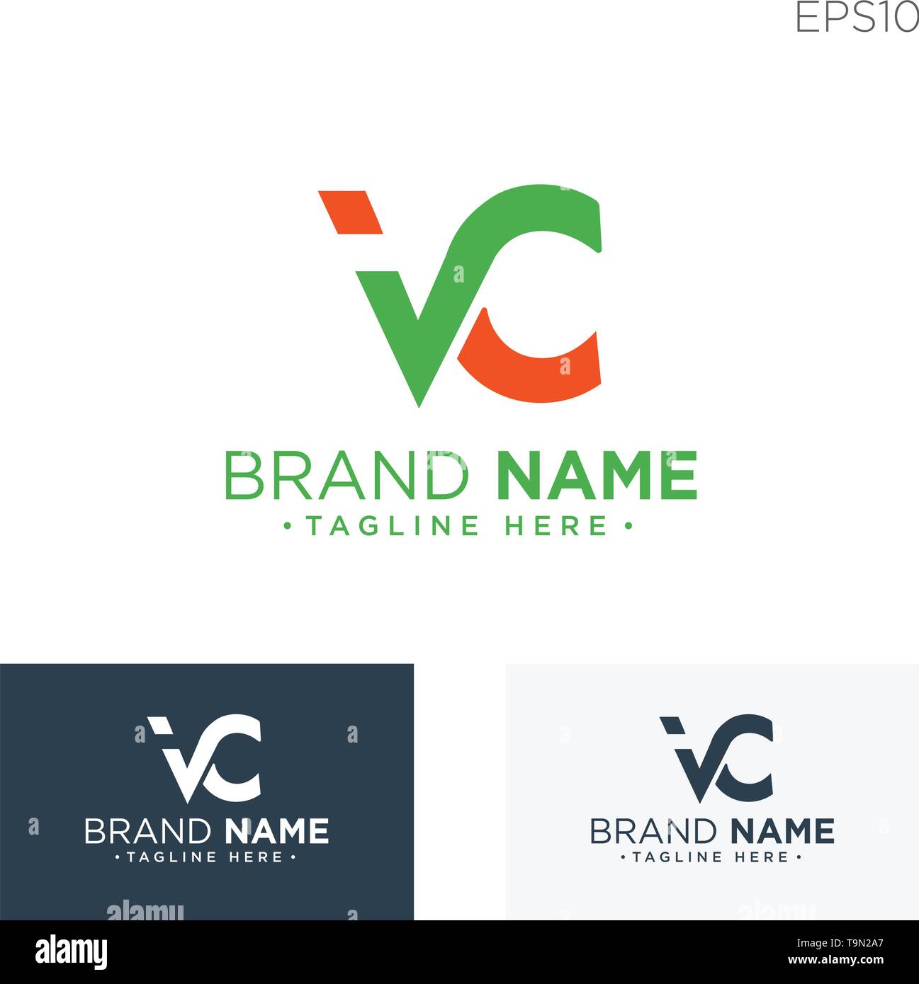 Monogramm initiale Vc, Vc, VC-logo Vorlage Farbe schwarz Vector Illustration - Vektor Stock Vektor