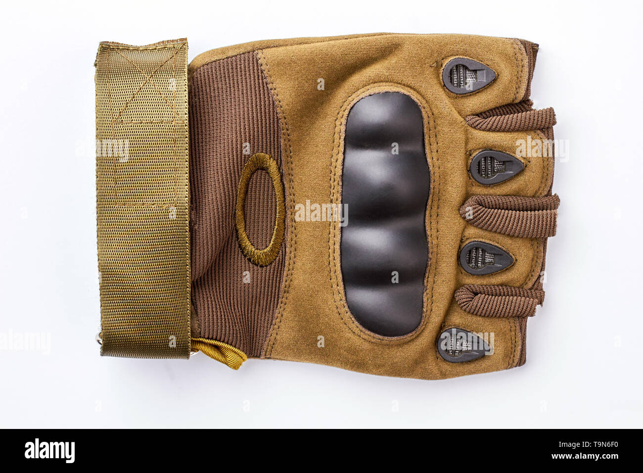 Militärische fingerlose Handschuh. Stockfoto