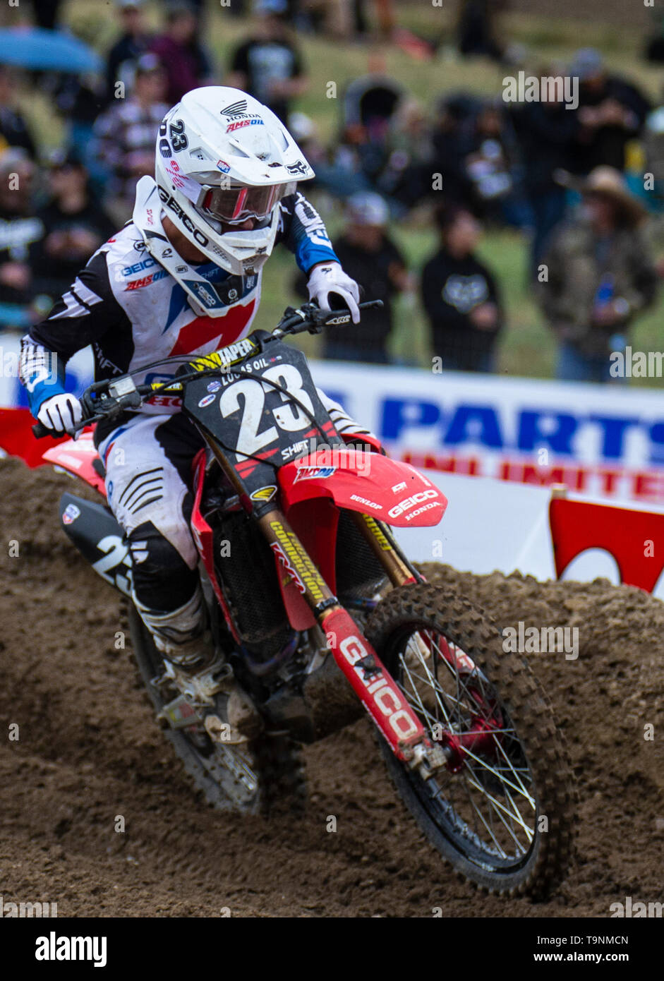 Rancho Cordova, CA USA 18 Mai, 2019. A.: #23 Chase Sexton aus Abschnitt 20 Während der Lucas Oil Pro Motocross Meisterschaft 250 Klasse moto #1 bei Hangtown Motocross Classic Rancho Cordova, CA Thurman James/CSM/Alamy leben Nachrichten Stockfoto