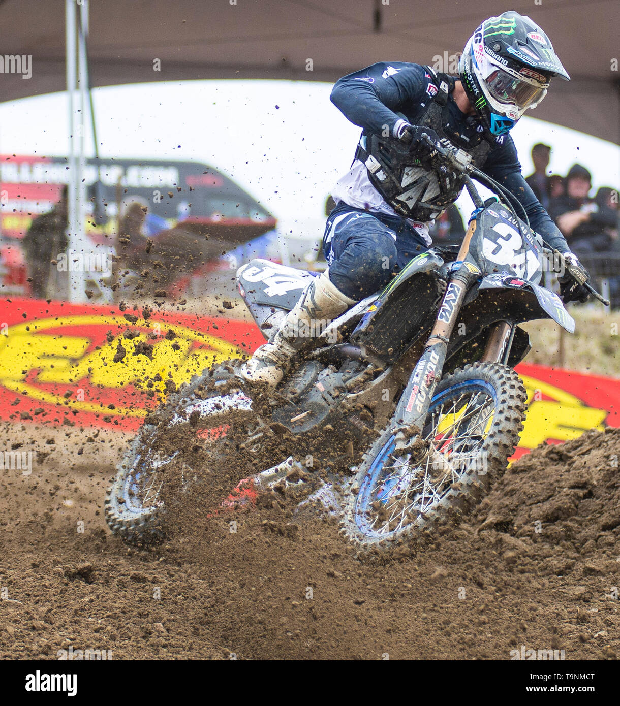 Rancho Cordova, CA USA 18 Mai, 2019. A.: #34 Dylan Ferrandis aus 18 Während der Lucas Oil Pro Motocross Meisterschaft 250 Klasse moto #1 bei Hangtown Motocross Classic Rancho Cordova, CA Thurman James/CSM/Alamy leben Nachrichten Stockfoto