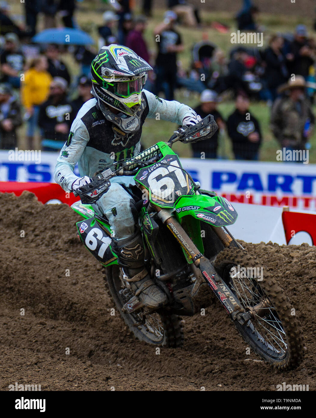 Rancho Cordova, CA USA 18 Mai, 2019. A.: #61 Garrett Marchbanks aus Abschnitt 20 Während der Lucas Oil Pro Motocross Meisterschaft 250 Klasse moto #1 bei Hangtown Motocross Classic Rancho Cordova, CA Thurman James/CSM/Alamy leben Nachrichten Stockfoto