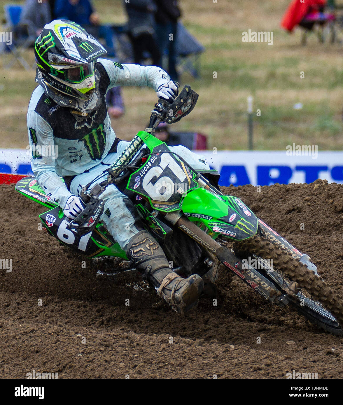 Rancho Cordova, CA USA 18 Mai, 2019. A.: #61 Garrett Marchbanks aus Abschnitt 20 Während der Lucas Oil Pro Motocross Meisterschaft 250 Klasse moto #1 bei Hangtown Motocross Classic Rancho Cordova, CA Thurman James/CSM/Alamy leben Nachrichten Stockfoto