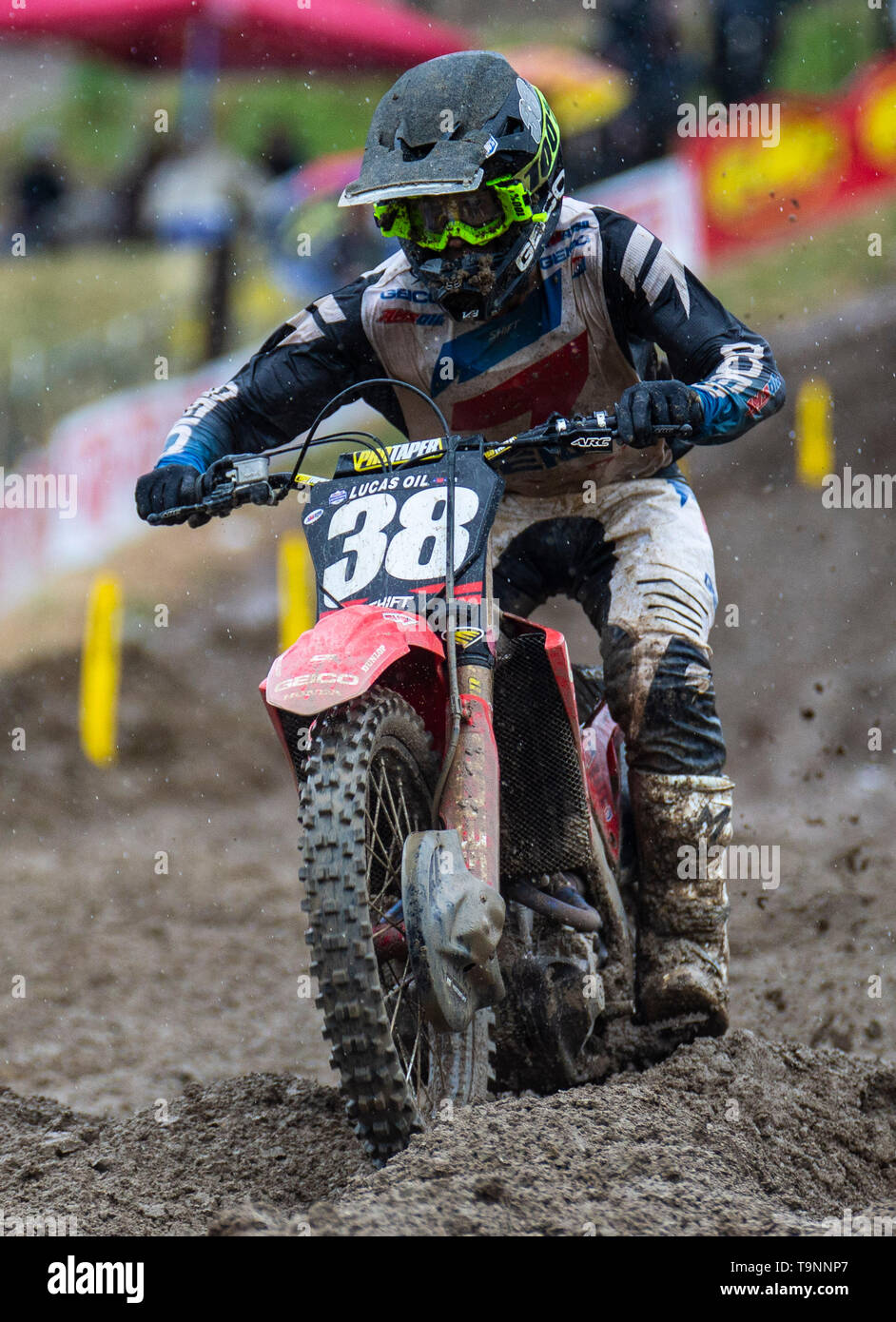 Rancho Cordova, CA USA 18 Mai, 2019. A.: #38 Christian Craig in Abschnitt 22 Während der Lucas Oil Pro Motocross 250 Meisterschaft an hangtown Motocross Classic Rancho Cordova, CA Thurman James/CSM/Alamy leben Nachrichten Stockfoto