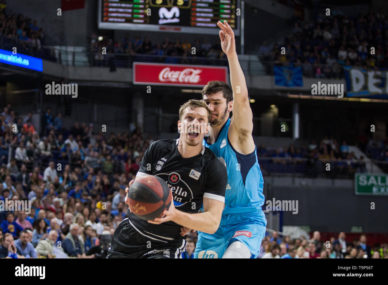 Madrid, Spanien. 19 Mai, 2019. Andreas Obst während Movistar Estudiantes über Monbus Obradoiro (83-80) in Liga Endesa regular season Spiel (Tag 33) feierte in Madrid (Spanien) an Wizink Center. Credit: Juan Carlos García Mate/Pacific Press/Alamy leben Nachrichten Stockfoto