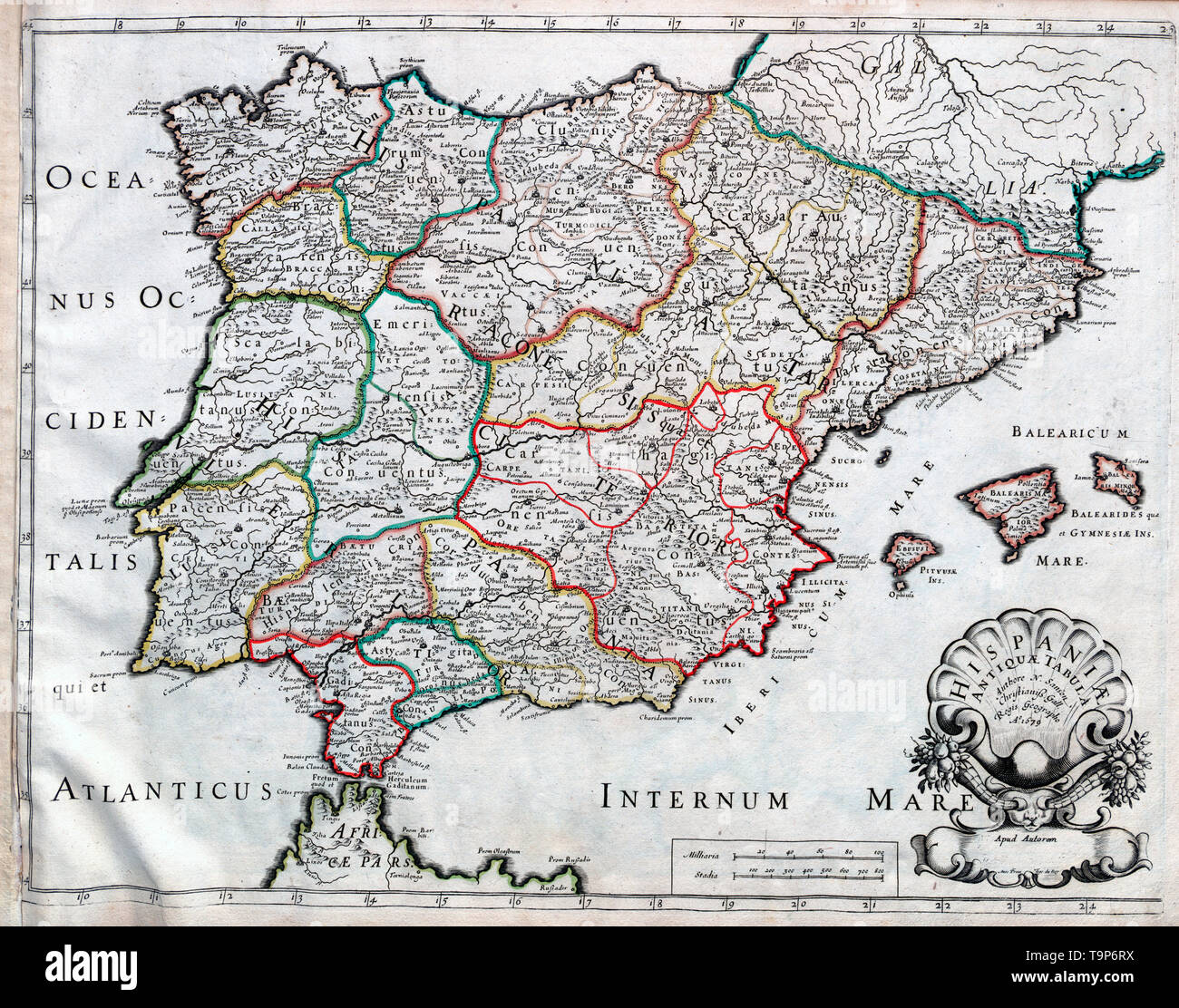 Karte von Hispania Antiquae - Sanson Atlas, um 1700 Stockfoto