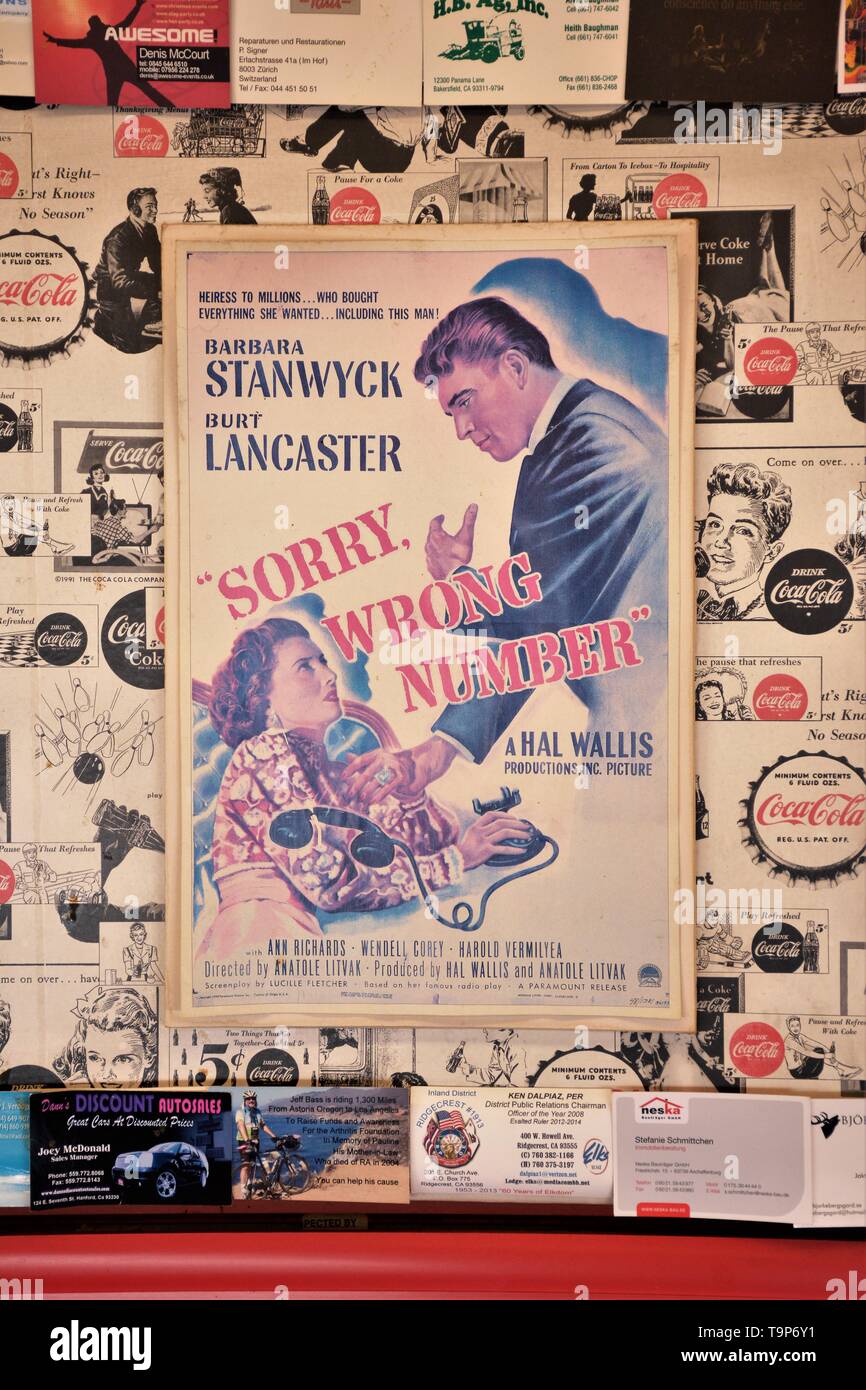 Film Plakat für 1948 Film Sorry falsche Nummer, mit Barbara Stanwyck, Burt Lancaster, Ann Richards, in Hollywood, Kalifornien gedreht Stockfoto