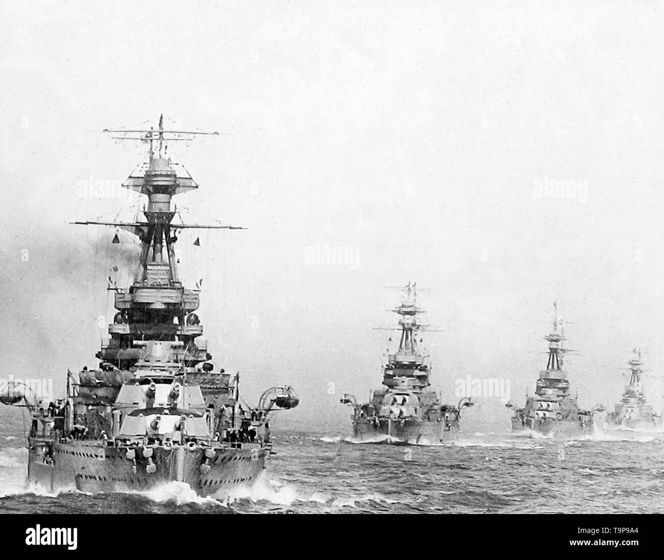 WW1 Royal Navy Fleet in der Linie Stockfoto