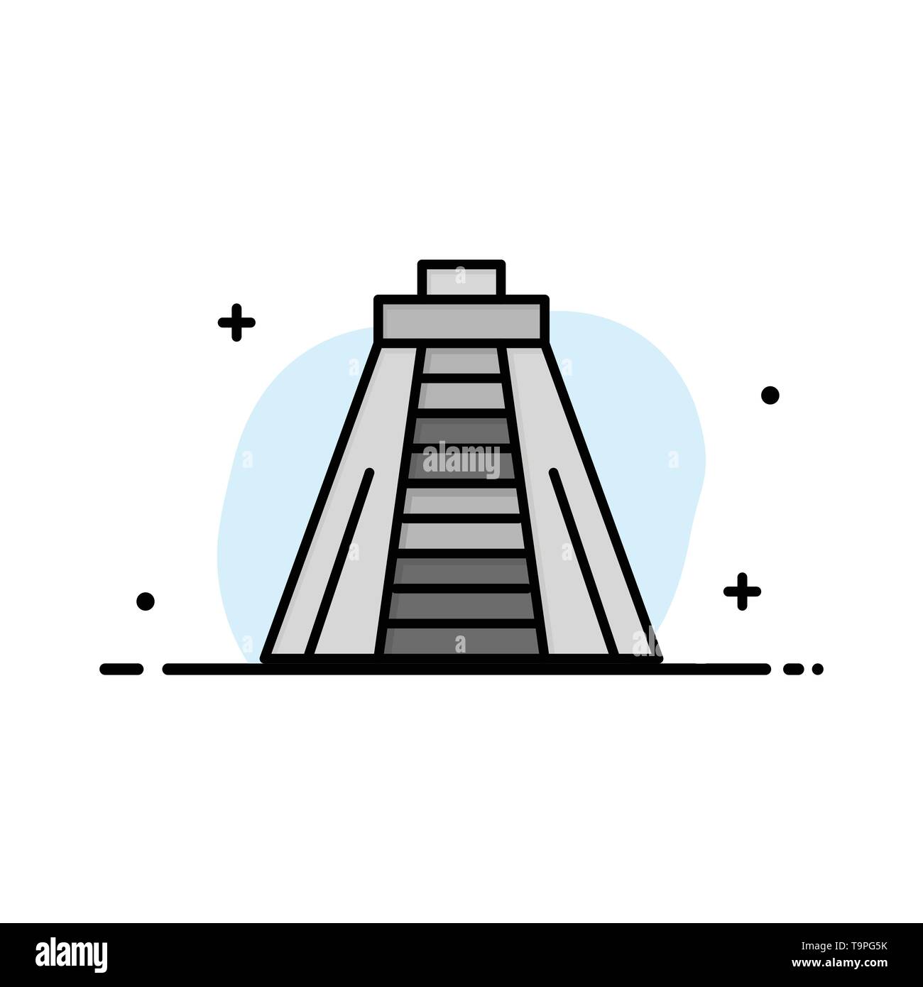 Chichen Itza, Sehenswürdigkeiten, Monument Business Logo Vorlage. Flachen Farbe Stock Vektor