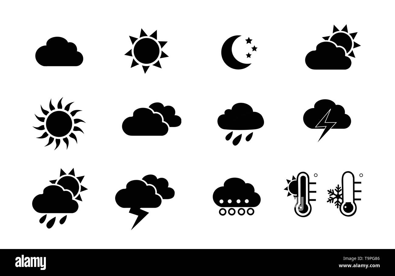 Wetter und Jahreszeiten. Vektor Icon Set Stock Vektor