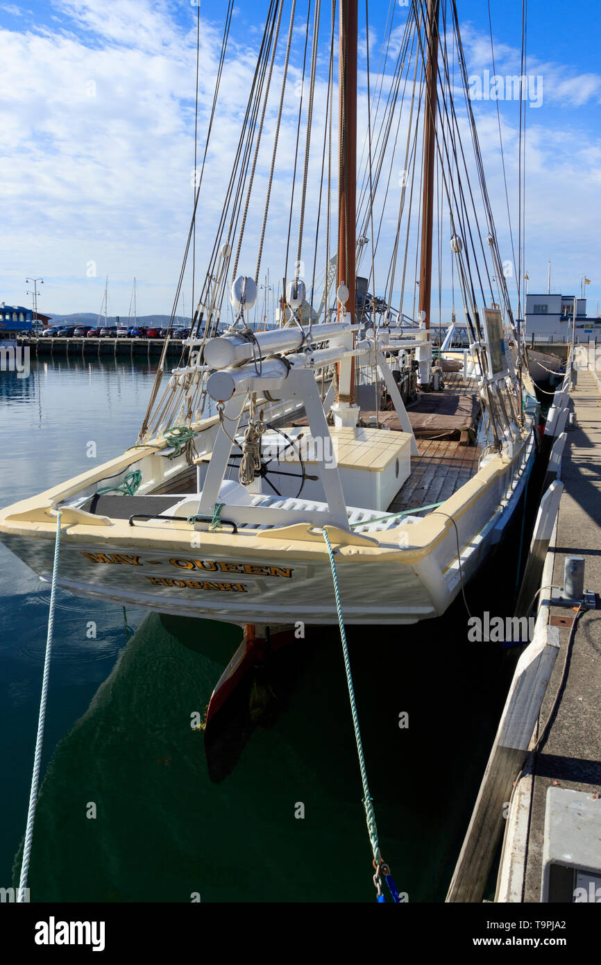 Die ketch Mai Königin 1865 am Franklin auf dem Huon River erbaut und liegt jetzt bei Constitution Dock in Hobart Tasmanien. Die Königin ist die älteste Stockfoto