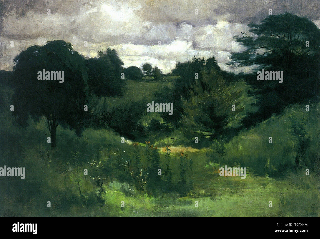 John Henry Twachtman - dunkle Bäume Cincinnati 1882 Stockfoto