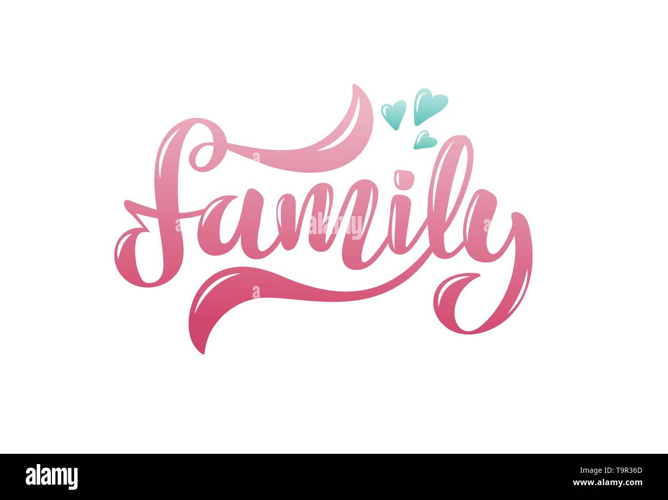 Vector Illustration mit Herzen und handschriftlichen Phrase - Familie Stock Vektor