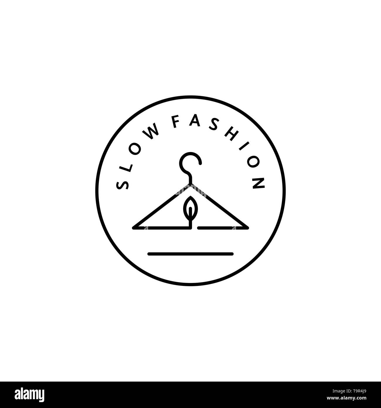 Lineare Symbol Slow Fashion. Vektor Logo, Abzeichen für umweltfreundliche Herstellung. Ein Symbol für die natürliche und hochwertige Kleidung Stock Vektor
