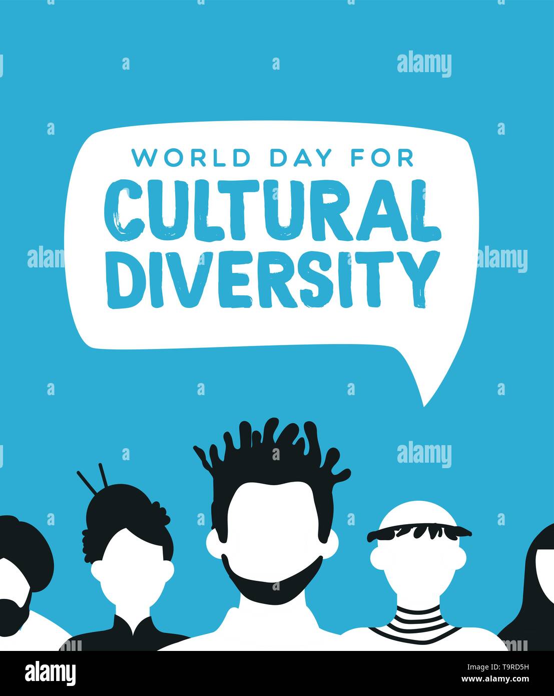 Kulturelle Vielfalt Welt tag Illustration für vielfältige Gemeinschaft Konzept mit sozialen Menschen Gruppe. Stock Vektor