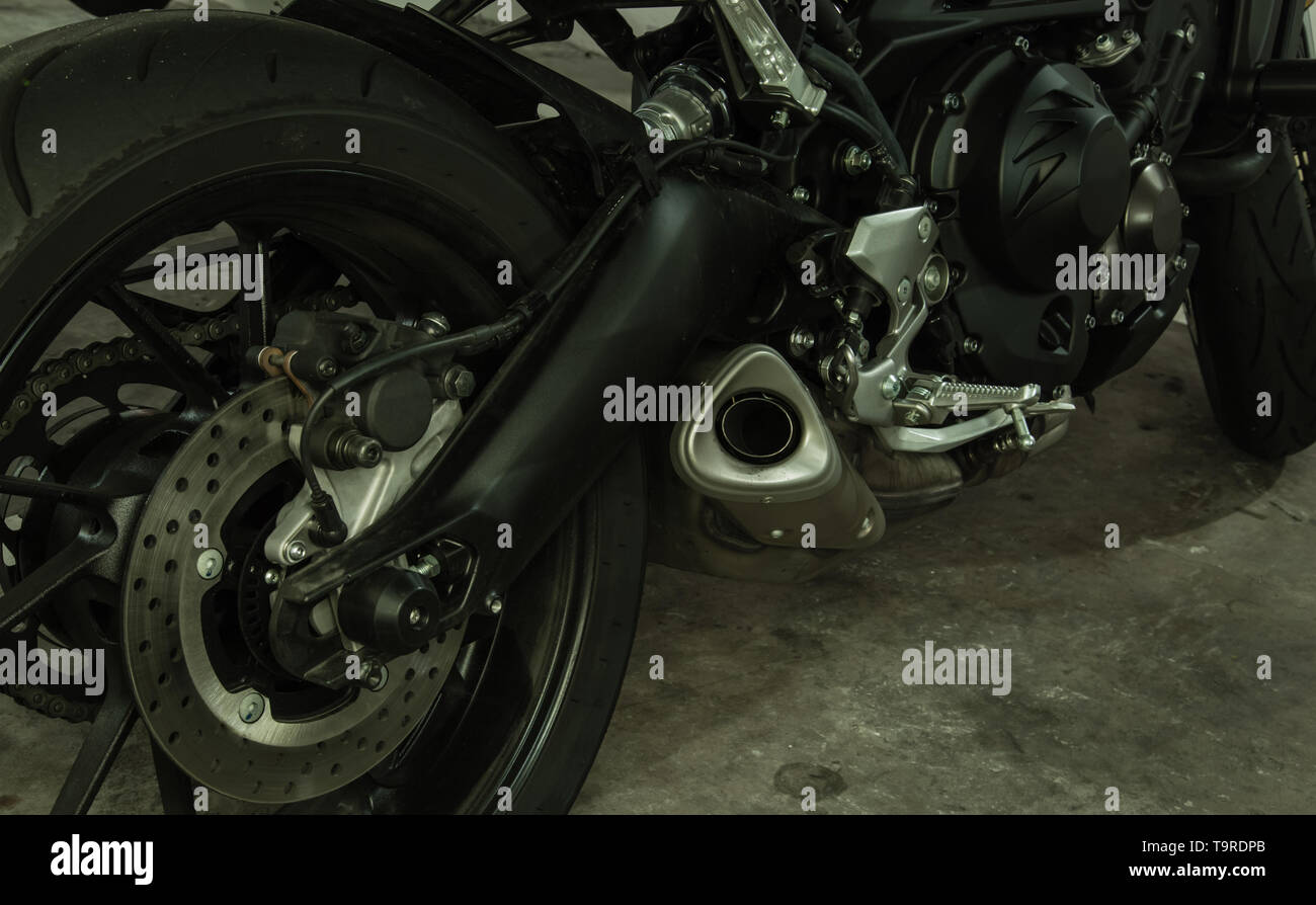 Motorrad Rad hinten Rad Detailansicht Stockfoto