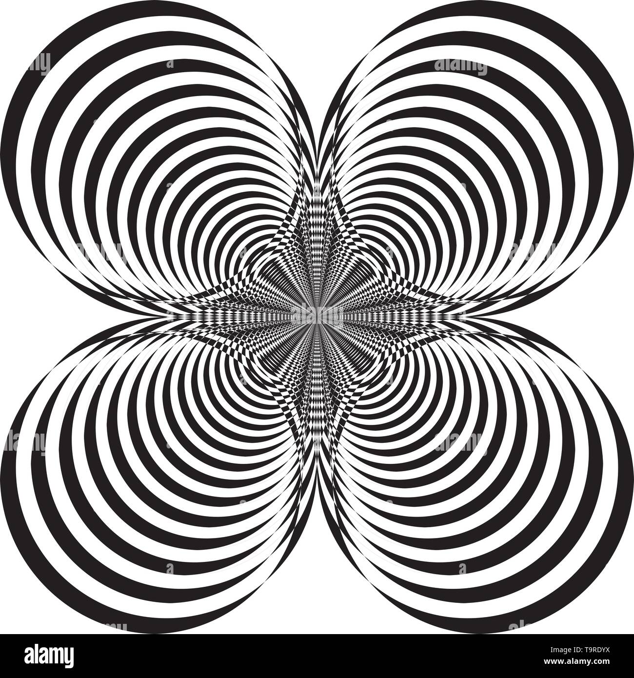 Arabesque pseudo dreidimensionalen vier Kreise Marina wave Zielstruktur Illusion auf transparentem Hintergrund arabesque grafik design Stock Vektor