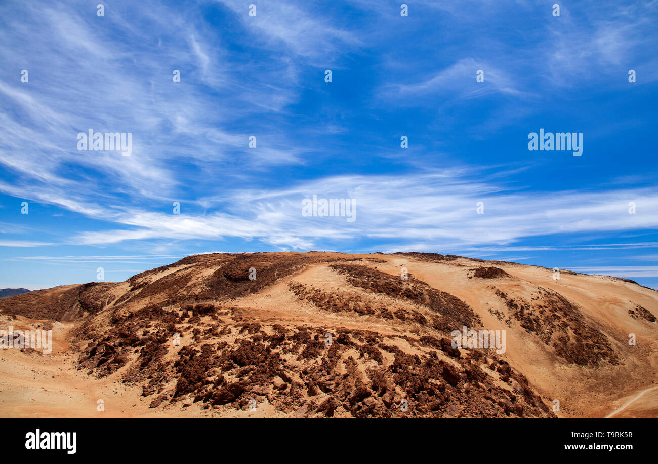 Teneriffa, Blick vom Wanderweg zum Gipfel in Richtung orange Montana Rajada Stockfoto