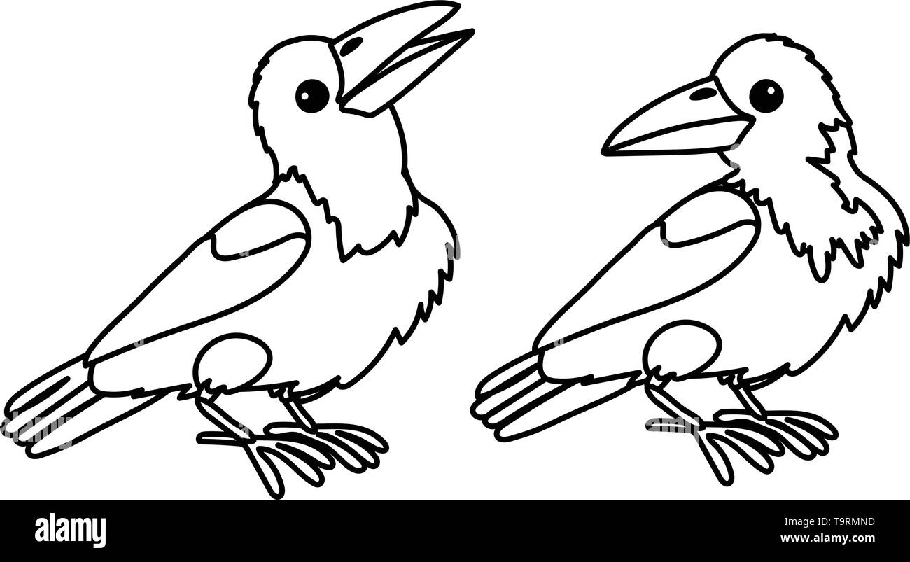 Vektorlinie cartoon animal Clipart Krone Vögel Stock Vektor