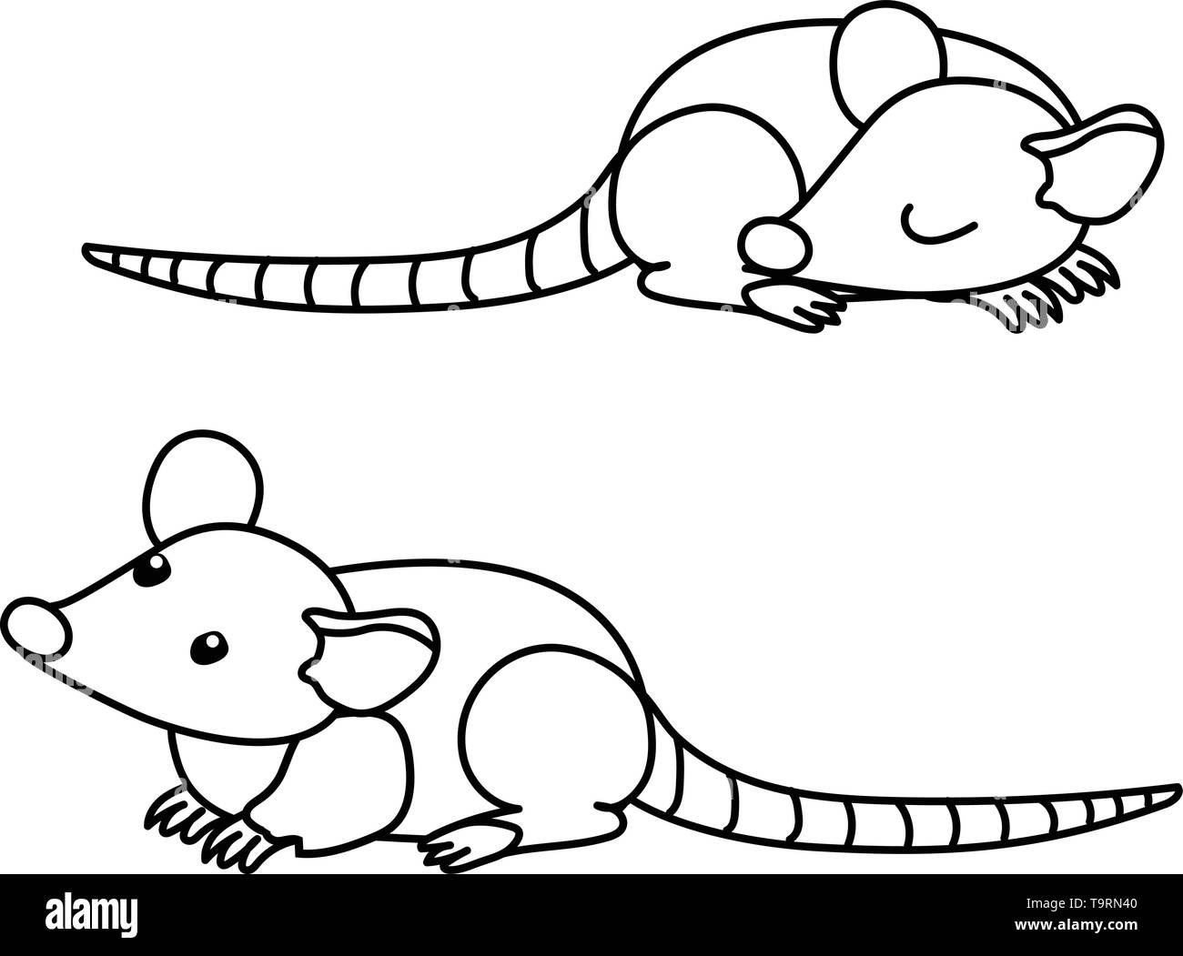 Vektorlinie cartoon Tier clip art Cute Rats Stock Vektor