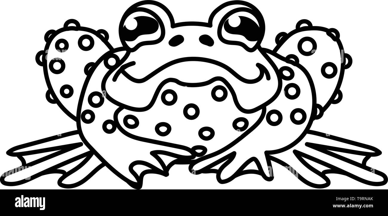 Vektorlinie cartoon Tier clip art grünen Frosch, Kröte Stock Vektor