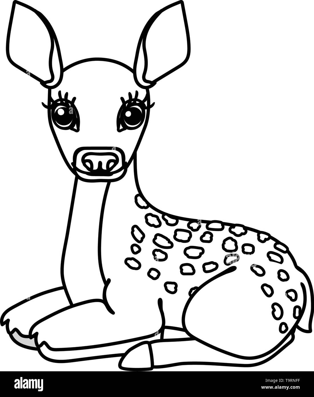 Vektorlinie cartoon animal Clipart fawn Red Deer Stock Vektor