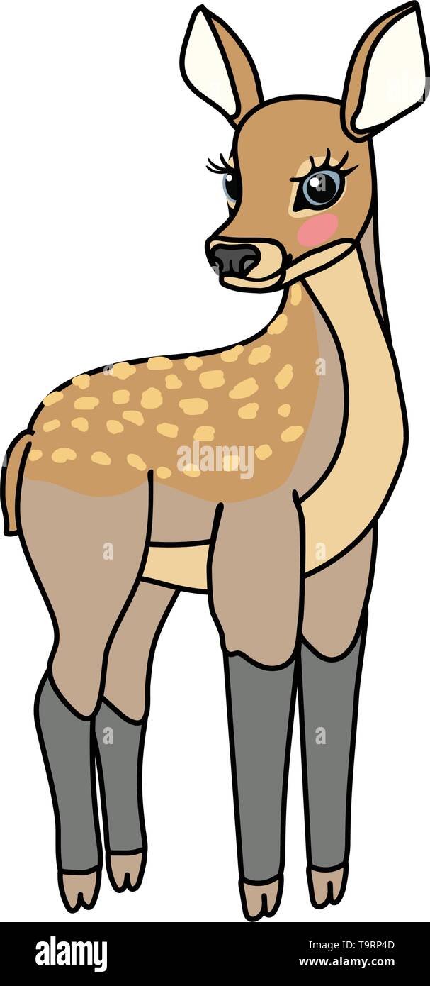 Vektor scandi Cartoon animal Clipart fawn Red Deer Stock Vektor